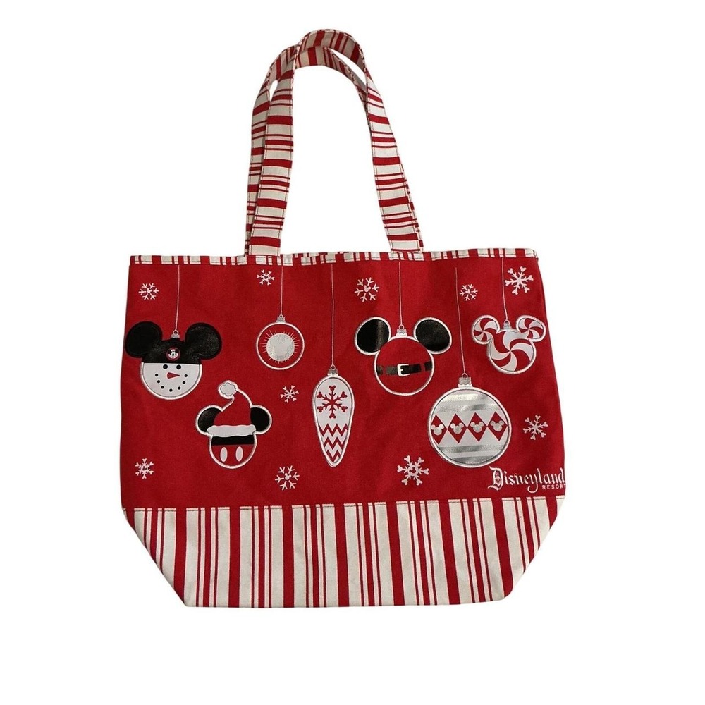 Disney Parks Tote Bag Unisex OS Red Christmas Mickey Ornament Canvas
